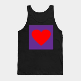 Corazón rojo sobre morado Tank Top